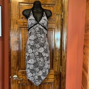Black & White Floral Halter Dress